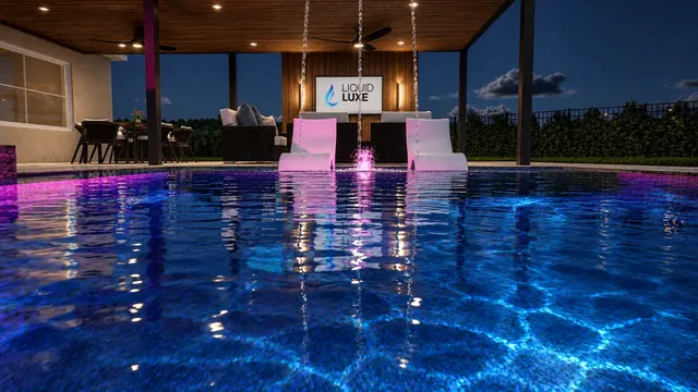 Render of the Gorrepati pool and spa, view 08 (night view)