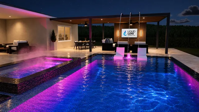Render of the Gorrepati pool and spa, view 09 (night view)