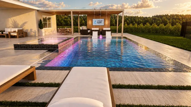 Render of the Gorrepati pool and spa, view 04 (day view)